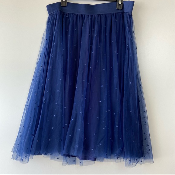 Torrid embroidered blue elastic mesh midi skirt - Picture 4 of 7